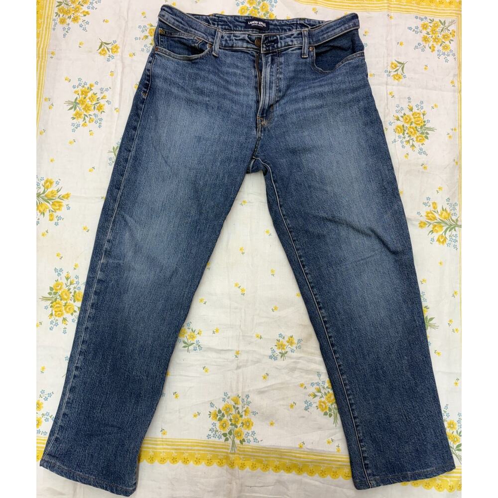 Lands End Square Rigger Jeans Mens 37 Blue Traditional Fit Denim
